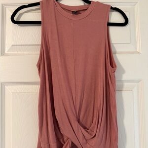 SHEIN Sleeveless Dusty Rose Twist Front Top